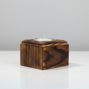 opalany drewniany świecznik na tealight