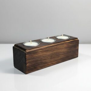 Potrójny świecznik drewniany na tealighty