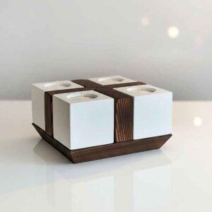 Elegancki kwadratowy zestaw świeczników betonowych