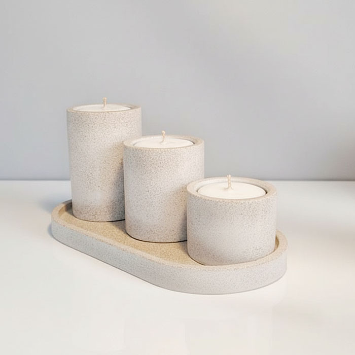 Zestaw świeczników na tealighty w różnych formach.