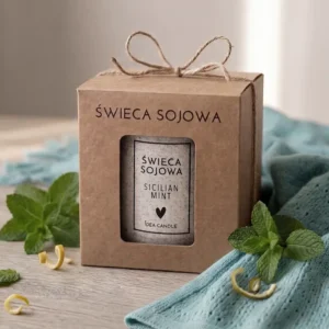 Świeca sojowa miętowa na prezent