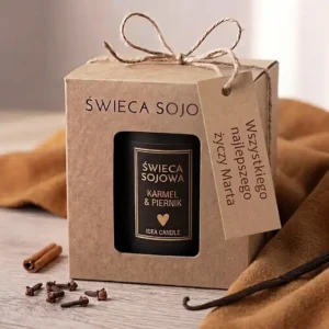Świeca sojowa karmel i piernik w prezentowym pudełku